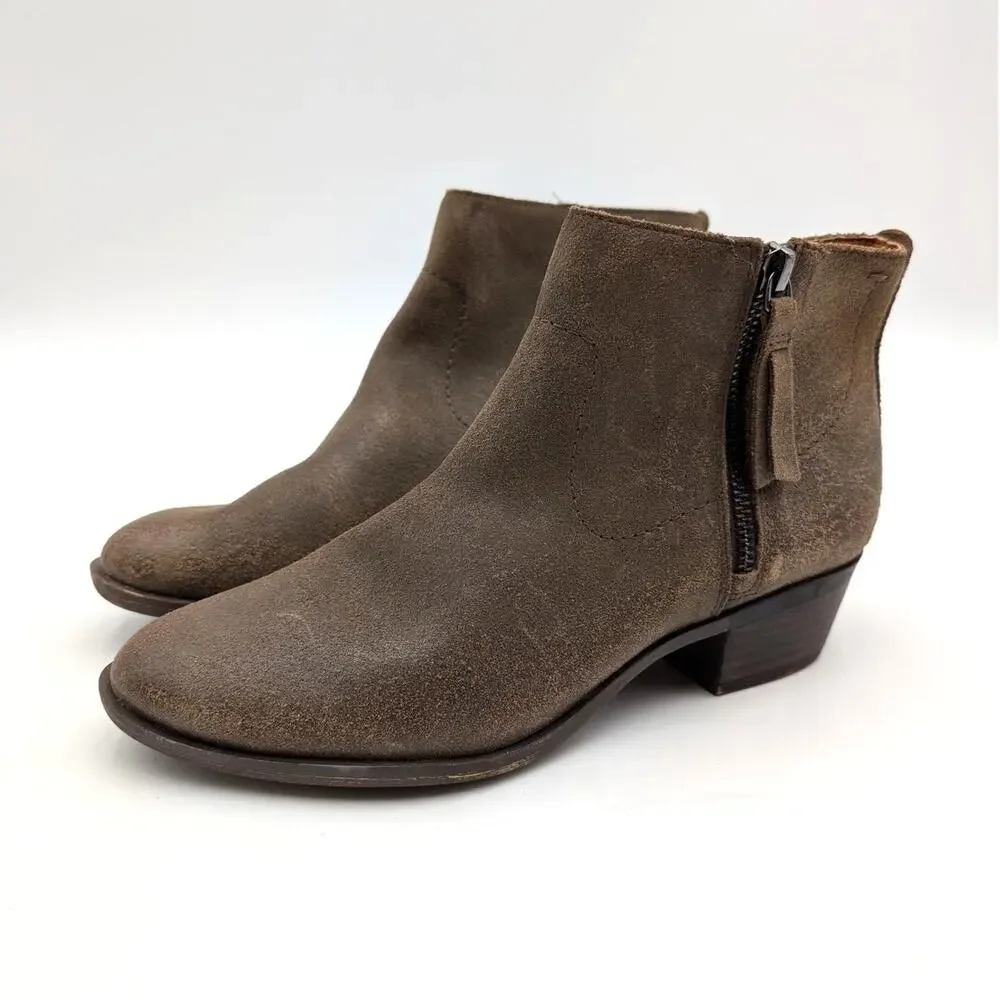 Lucky Brand Blandre Leather Ankle Booties Women's Brown Size US7M EU37.5